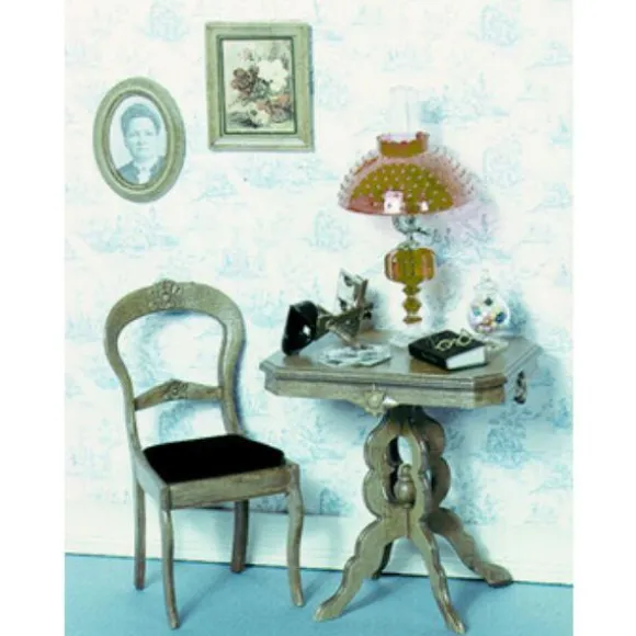 Chrysnbon Dollhouse Miniature Victorian Table Chair Set Kit