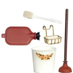 Chrysnbon Dollhouse Miniature Bathroom Accessories Set