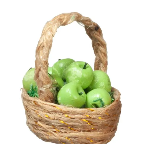 Dollhouse Miniature Basket of Green Apples