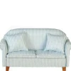 Dollhouse Miniature Blue Stripe Sofa with Pillows