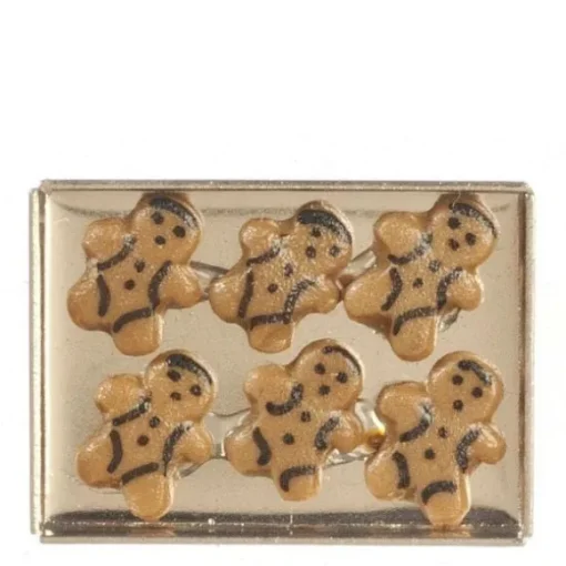 Dollhouse Miniature Gingerbread Men on a Cookie Sheet