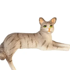 Dollhouse Miniature Laying Gray Cat