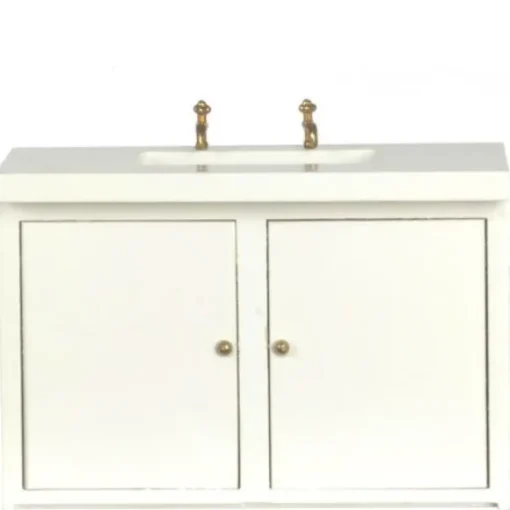 Dollhouse Miniature Modern White Kitchen Sink Cabinet