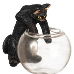 Dollhouse Miniature Reaching Black Cat