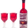 Dollhouse Miniature Red Wine with Two Glasses