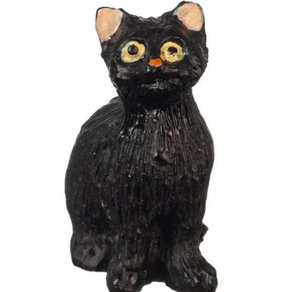 Dollhouse Miniature Sitting Black Cat