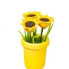 Dollhouse Miniature Sunflowers in a Yellow Pot