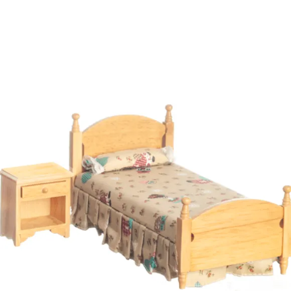 Dollhouse Miniature Twin Bed & Nightstand
