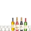 Dollhouse Miniature Wine Bottles with Glasses