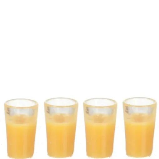 4 Glasses of Dollhouse Miniature Orange Juice