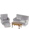 Gray Dollhouse Miniature Living Room Set