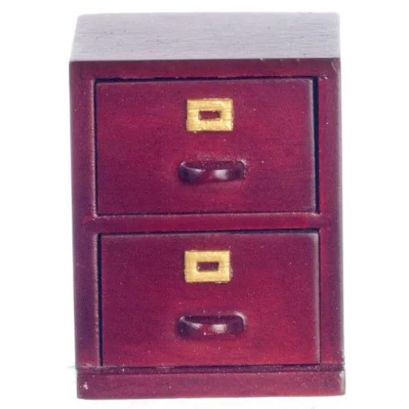 Mahogany Dollhouse Miniature Filing Cabinet