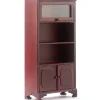 Mahogany Dollhouse Miniature Bookcase with Glass Door