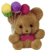 Miniature Flocked Bear with Balloons