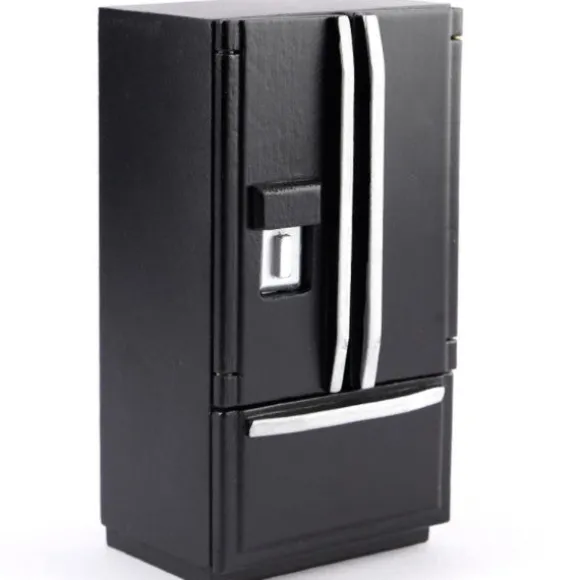Modern Black Dollhouse Miniature Refrigerator