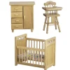 3-Piece Oak Dollhouse Miniature Nursery Set