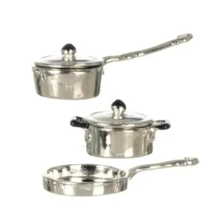 5-Piece Silver Dollhouse Miniature Pot & Pan Set