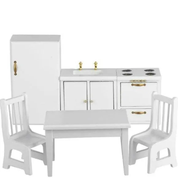 6-Piece White Dollhouse Miniature Kitchen Set