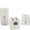 3-Piece White Dollhouse Miniature Kitchen Set