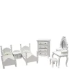 6-Piece White Dollhouse Miniature Bedroom Set