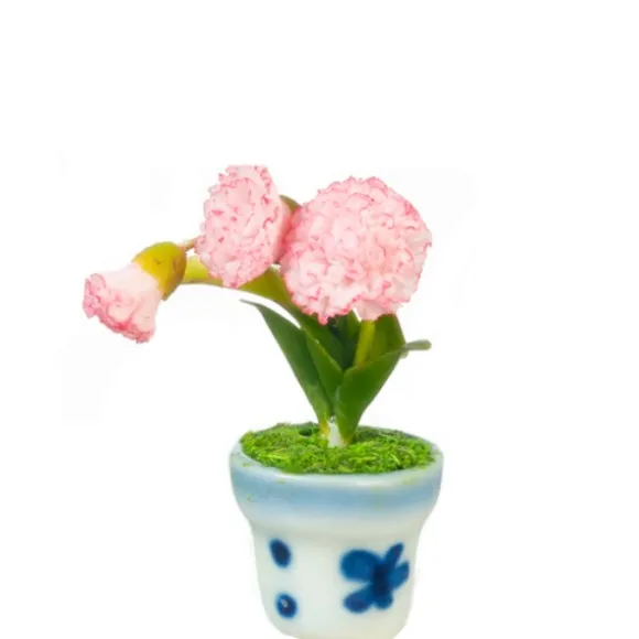 Pink Dollhouse Miniature Carnations in a Pot