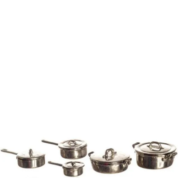 Silver Dollhouse Miniature Pot & Pan Set