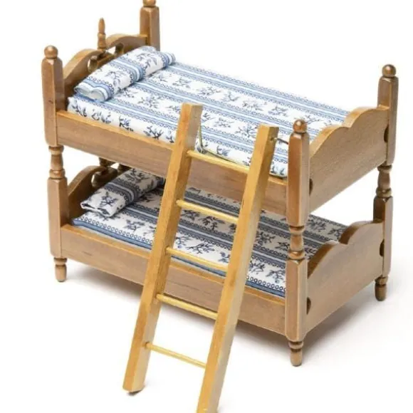 Walnut Dollhouse Miniature Bunk Bed