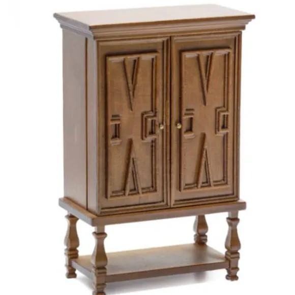 Walnut Dollhouse Miniature Chateauroux Bar Cabinet