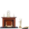 Walnut Dollhouse Miniature Fireplace Set
