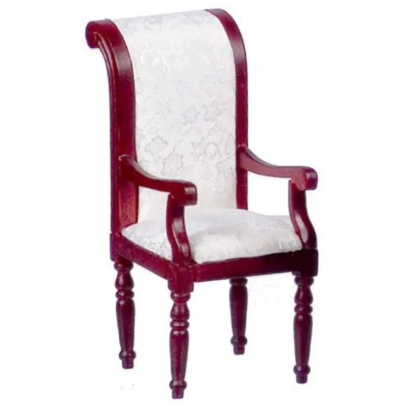 White Dollhouse Miniature Dining Chair with Arms