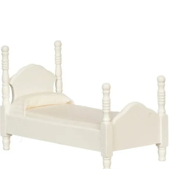 White Dollhouse Miniature Twin Bed