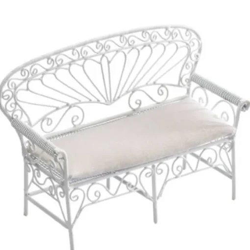 White Dollhouse Miniature Patio Settee