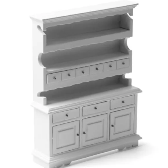 White Dollhouse Miniature Colonial Hutch