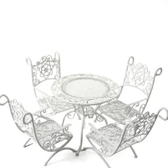 White Dollhouse Miniature Patio Set