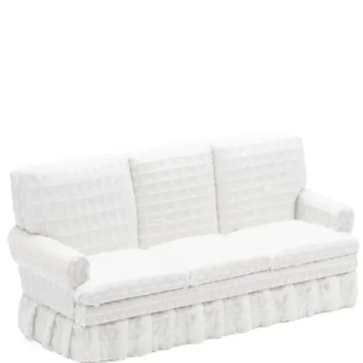 White Dollhouse Miniature Ruffle Sofa