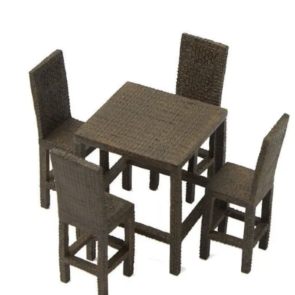 Wicker Dollhouse Miniature High Top Table Set